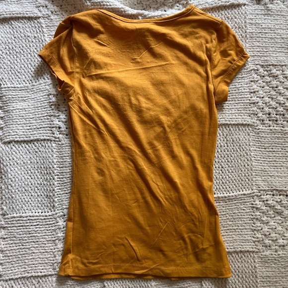 Deadstock Y2K Logos Orange Yellow Lace Neck Baby Tee - Picture 2 of 4